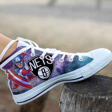 Captain America Hight Top Shoe White Brooklyn Nets