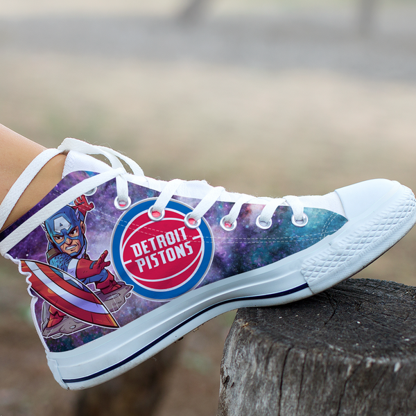 Captain America Hight Top Shoe White Detroit Pistons