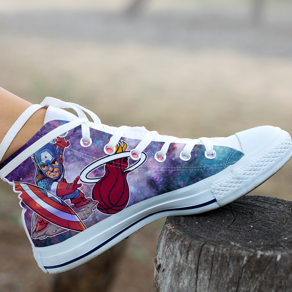 Captain America Hight Top Shoe White Miami Heat