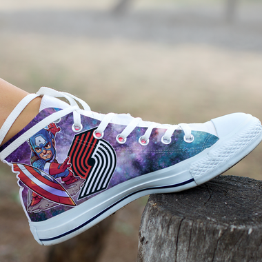 Captain America Hight Top Shoe White Portland Trail Blazers