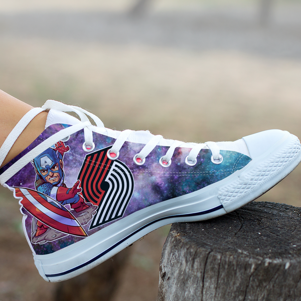 Captain America Hight Top Shoe White Portland Trail Blazers