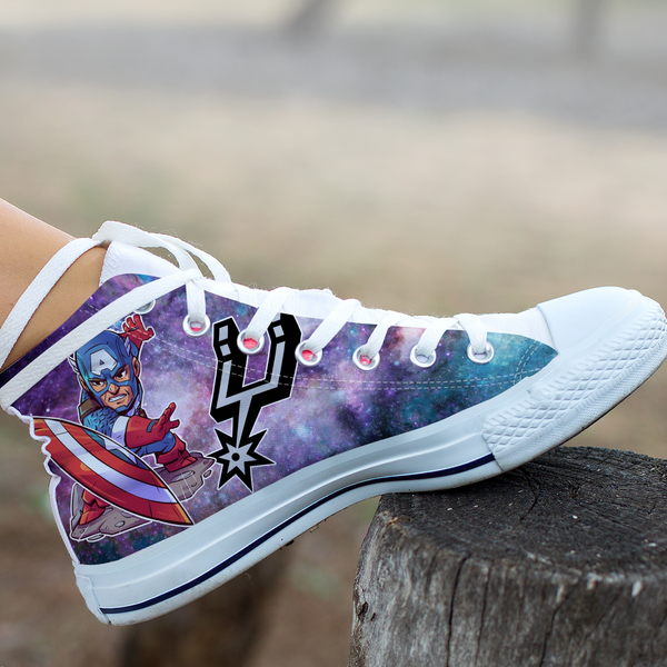 Captain America Hight Top Shoe White San Antonio Spurs