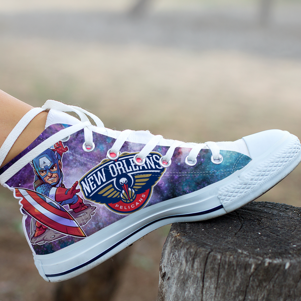 Captain America Hight Top Shoe White New Orleans Pelicans