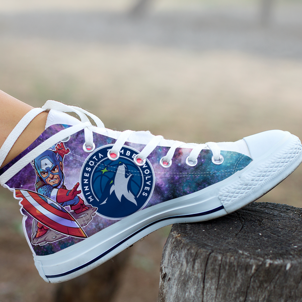 Captain America Hight Top Shoe White Minnesota Timberwolves