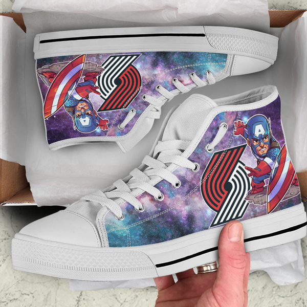 Captain America Hight Top Shoe White Portland Trail Blazers