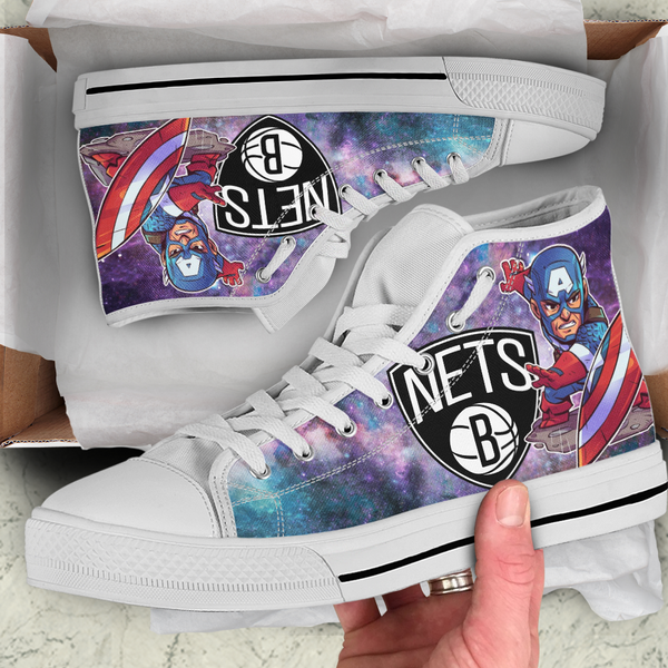 Captain America Hight Top Shoe White Brooklyn Nets