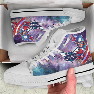 Captain America Hight Top Shoe White Charlotte Hornets