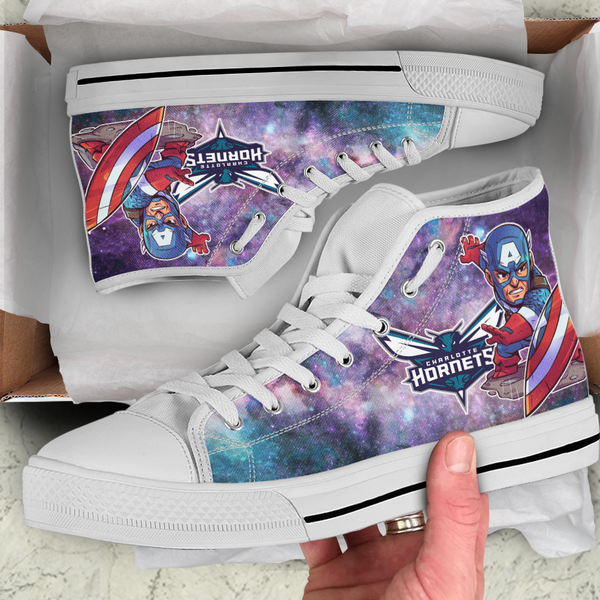 Captain America Hight Top Shoe White Charlotte Hornets