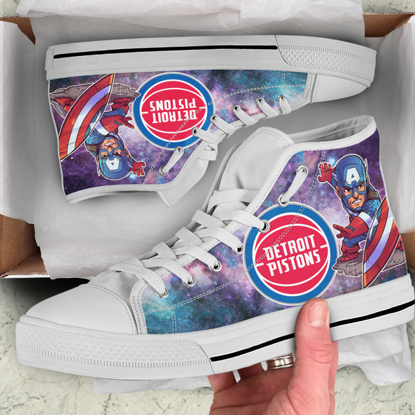 Captain America Hight Top Shoe White Detroit Pistons
