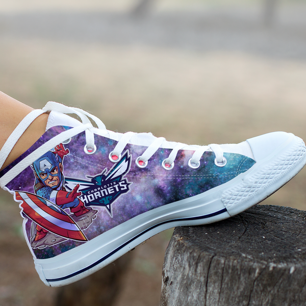 Captain America Hight Top Shoe White Charlotte Hornets