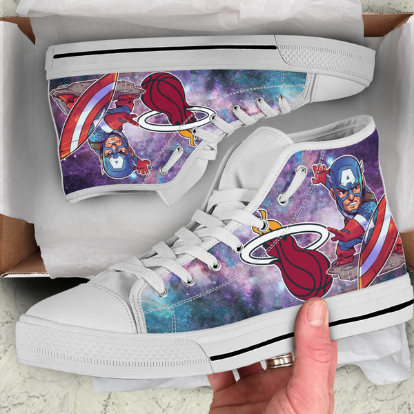 Captain America Hight Top Shoe White Miami Heat